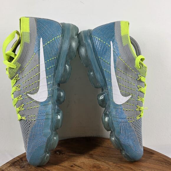 Nike Air VaporMax Flyknit Sprite Volt Mens Gray Blue Size 10 Shoes 849558-022 main image 9